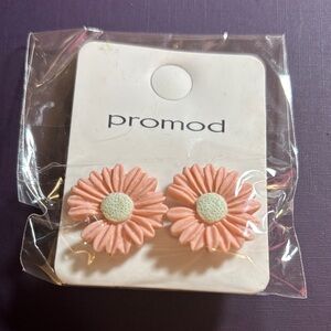 Promod Peach Floral Earrings